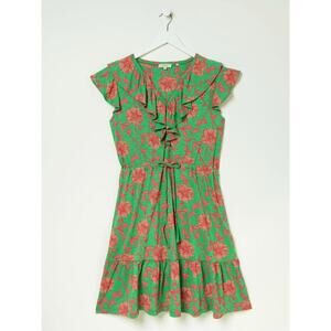 Fat Face Riley Bali green dress pink floral women’s 8 NWOT